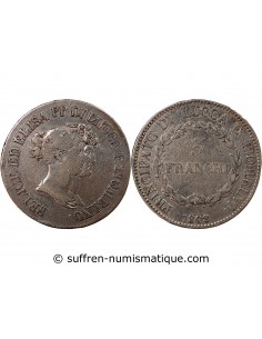 ITALIE, FELIX BACCIOCHI ET ELISA BONAPARTE - 5 FRANCHI ARGENT - 1808, FLORENCE