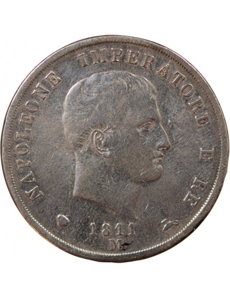 ITALIE, NAPOLEON Ier - 5 LIRE ARGENT - 1811, M MILAN