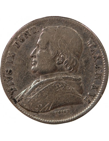 VATICAN, PIE IX - 20 BAIOCCHI ARGENT - 1861, AN XVI, R ROME
