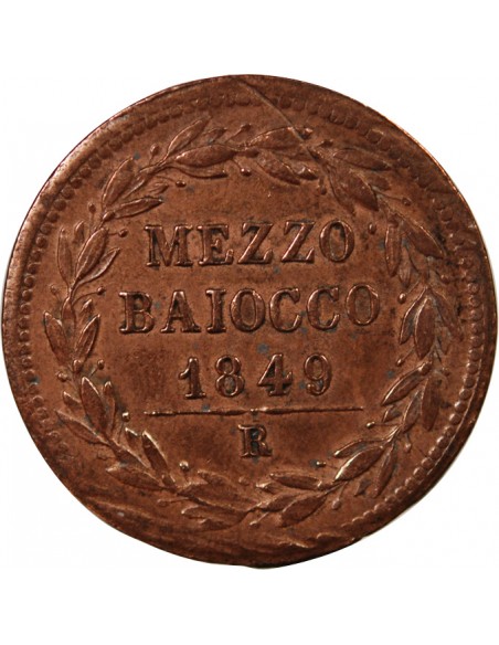 VATICAN, PIE IX - 1/2 BAIOCCO - 1849, AN IV, R ROME