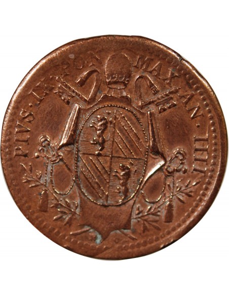 VATICAN, PIE IX - 1/2 BAIOCCO - 1849, AN IV, R ROME