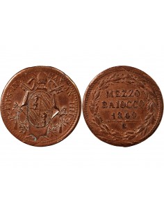 VATICAN, PIE IX - 1/2 BAIOCCO - 1849, AN IV, R ROME 2
