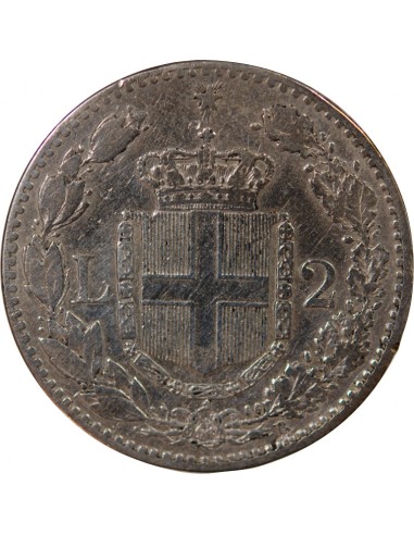 ITALIE, UMBERTO Ier - 2 LIRE ARGENT - 1887, R ROME