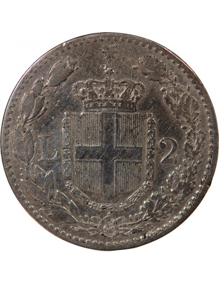 ITALIE, UMBERTO Ier - 2 LIRE ARGENT - 1887, R ROME