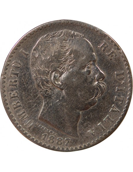ITALIE, UMBERTO Ier - 2 LIRE ARGENT - 1887, R ROME