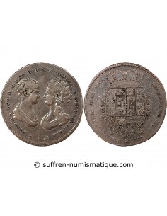 ITALIE, ROYAUME D'ETRURIE, CHARLES-LOUIS & MARIE LOUISE - FRANCESCONE ARGENT - 1806, FLORENCE