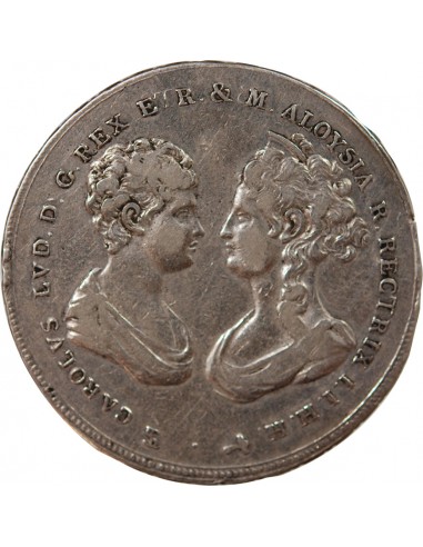 ITALIE, ROYAUME D'ETRURIE, CHARLES-LOUIS & MARIE LOUISE - FRANCESCONE ARGENT - 1806, FLORENCE
