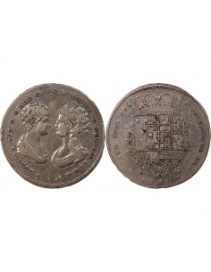 ITALIE, ROYAUME D'ETRURIE, CHARLES-LOUIS & MARIE LOUISE - FRANCESCONE ARGENT - 1806, FLORENCE 2