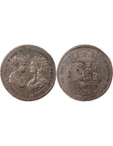 ITALIE, ROYAUME D'ETRURIE, CHARLES-LOUIS & MARIE LOUISE - FRANCESCONE ARGENT - 1806, FLORENCE