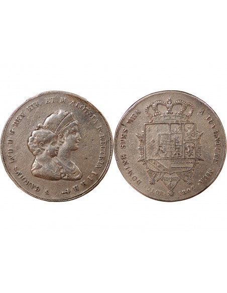 ITALIE, ROYAUME D'ETRURIE, CHARLES-LOUIS & MARIE LOUISE - 10 LIRE ARGENT - 1807, FLORENCE