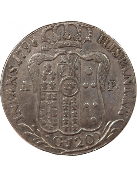 ITALIE, ROYAUME DE NAPLES, FERDINAND IV - 120 GRANA ARGENT - 1798, NAPLES