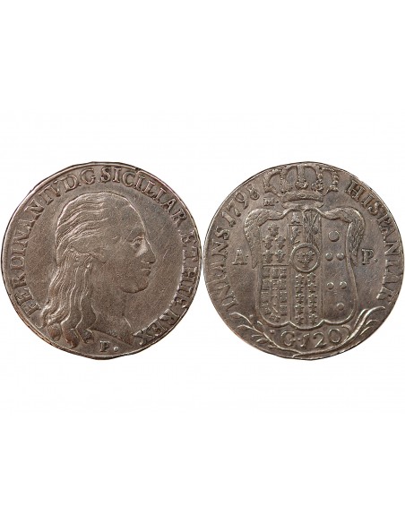 ITALIE, ROYAUME DE NAPLES, FERDINAND IV - 120 GRANA ARGENT - 1798, NAPLES