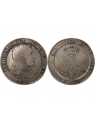 ITALIE, ROYAUME DE NAPLES, FERDINAND IV - 120 GRANA ARGENT - 1805 NAPLES