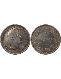 LOUIS PHILIPPE﻿ - 5 FRANCS, TIOLIER, TR. EN CREUX, AVEC LE I - 1831, W LILLE 2