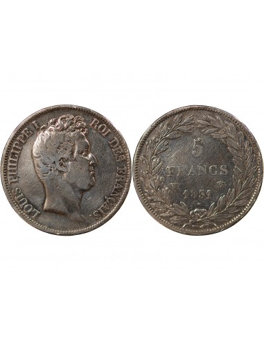 LOUIS PHILIPPE﻿ - 5 FRANCS, TIOLIER, TR. EN CREUX, AVEC LE I - 1831, W LILLE