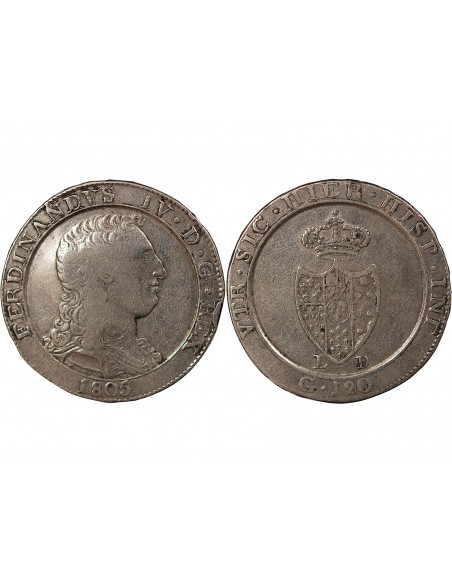 ITALIE, ROYAUME DE NAPLES, FERDINAND IV - 120 GRANA - 1805 NAPLES