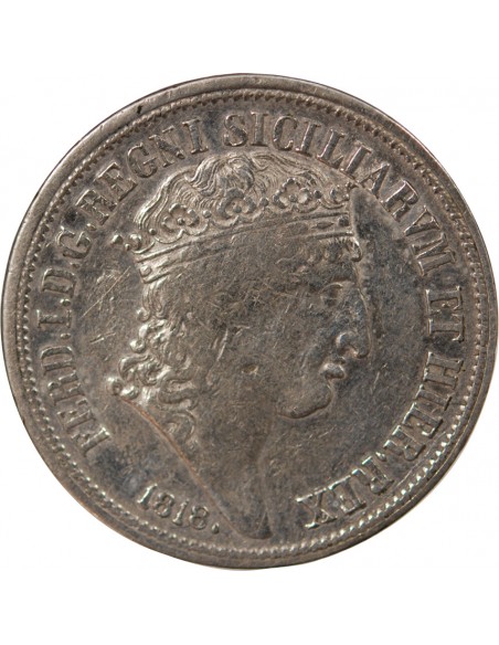 ITALIE, ROYAUME DES DEUX-SICILES, FERDINAND I - 120 GRANA ARGENT, GRANDE TÊTE - 1818, NAPLES