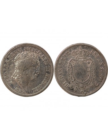 ITALIE, ROYAUME DES DEUX-SICILES, FERDINAND I - 120 GRANA ARGENT, GRANDE TÊTE - 1818, NAPLES