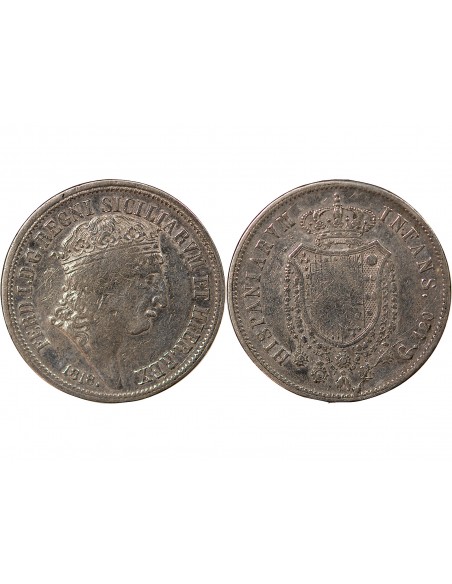 ITALIE, ROYAUME DES DEUX-SICILES, FERDINAND I - 120 GRANA ARGENT, GRANDE TÊTE - 1818, NAPLES