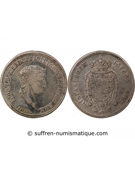 ITALIE, ROYAUME DES DEUX-SICILES, FERDINAND I - 120 GRANA ARGENT, PETITE TÊTE - 1818, NAPLES