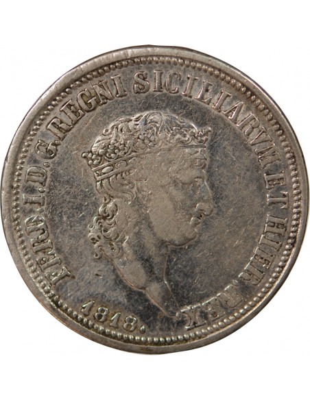 ITALIE, ROYAUME DES DEUX-SICILES, FERDINAND I - 120 GRANA ARGENT, PETITE TÊTE - 1818, NAPLES