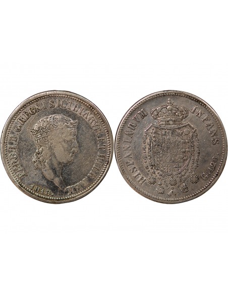 ITALIE, ROYAUME DES DEUX-SICILES, FERDINAND I - 120 GRANA ARGENT, PETITE TÊTE - 1818, NAPLES