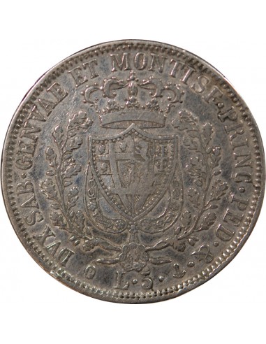 ITALIE, ROYAUME DE SARDAIGNE, CHARLES-FELIX - 5 LIRE ARGENT - 1827 P GÊNES