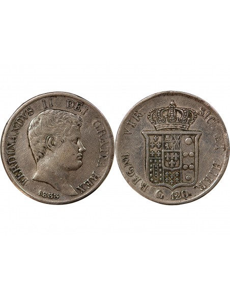 ITALIE, ROYAUME DES DEUX-SICILES, FERDINAND II - 120 GRANA ARGENT, 1er TYPE - 1833 NAPLES