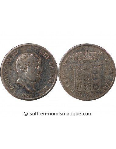 ITALIE, ROYAUME DES DEUX-SICILES, FERDINAND II - 120 GRANA ARGENT, 6eme TYPE - 1857 NAPLES