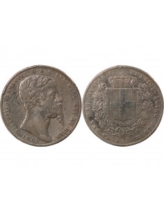 ITALIE, ROYAUME DE SARDAIGNE, VICTOR EMMANUEL II - 5 LIRE ARGENT - 1859 P GÊNES 2
