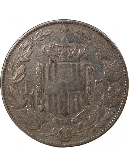 ITALIE, UMBERTO Ier - 5 LIRE ARGENT - 1879, R ROME