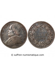 VATICAN, PIE IX - SCUDO ARGENT - 1870 AN XXV R ROME
