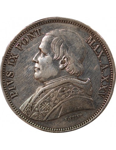 VATICAN, PIE IX - SCUDO ARGENT - 1870 AN XXV R ROME