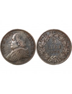 VATICAN, PIE IX - SCUDO ARGENT - 1870 AN XXV R ROME 2