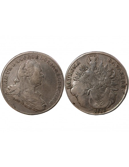 ALLEMAGNE, BAVIERE, CHARLES THEODORE - THALER ARGENT - 1778, MUNICH