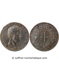 ITALIE, ROYAUME DE SARDAIGNE, CHARLES-ALBERT - 5 LIRE ARGENT - 1842 P GÊNES