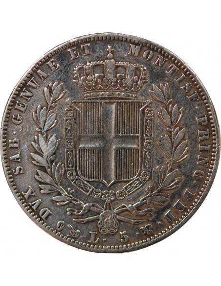 ITALIE, ROYAUME DE SARDAIGNE, CHARLES-ALBERT - 5 LIRE ARGENT - 1842 P GÊNES