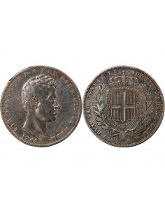 ITALIE, ROYAUME DE SARDAIGNE, CHARLES-ALBERT - 5 LIRE ARGENT - 1842 P GÊNES 2