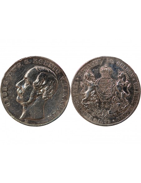 ALLEMAGNE, HANOVRE, GEORGE V - 2 THALER ARGENT - 1855 B