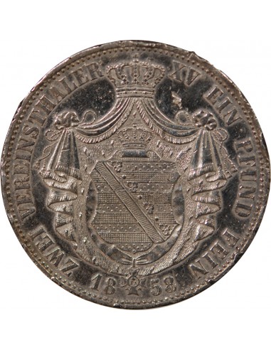 ALLEMAGNE, SAXE, JEAN I - 2 THALER ARGENT - 1858 F DRESDE