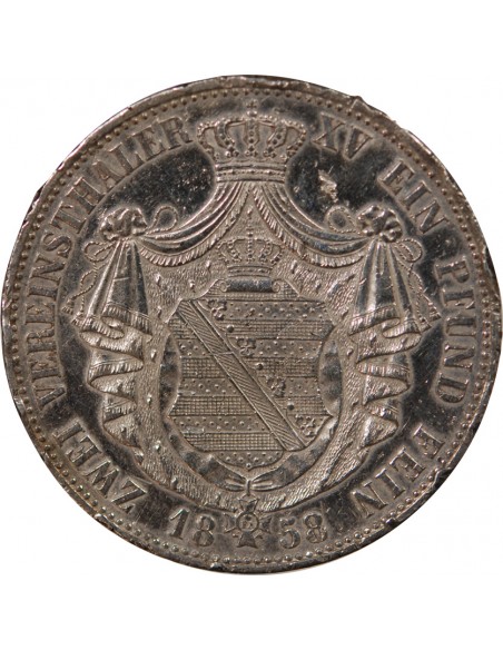 ALLEMAGNE, SAXE, JEAN I - 2 THALER ARGENT - 1858 F DRESDE