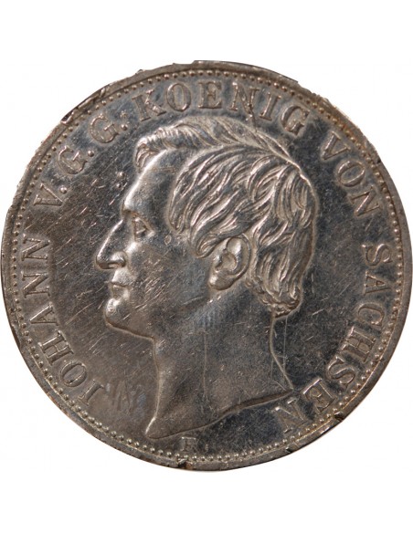 ALLEMAGNE, SAXE, JEAN I - 2 THALER ARGENT - 1858 F DRESDE