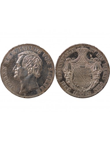 ALLEMAGNE, SAXE, JEAN I - 2 THALER ARGENT - 1858 F DRESDE