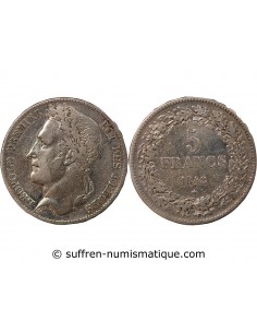 BELGIQUE, LEOPOLD Ier - 5 FRANCS ARGENT - 1848 BRUXELLES