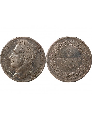 BELGIQUE, LEOPOLD Ier - 5 FRANCS ARGENT - 1848 BRUXELLES