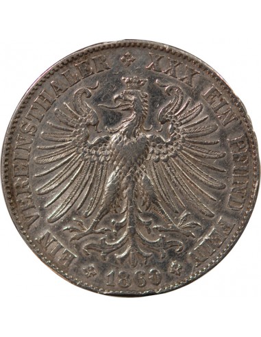 ALLEMAGNE, VILLE LIBRE IMPERIALE DE FRANCFORT - THALER ARGENT - 1860