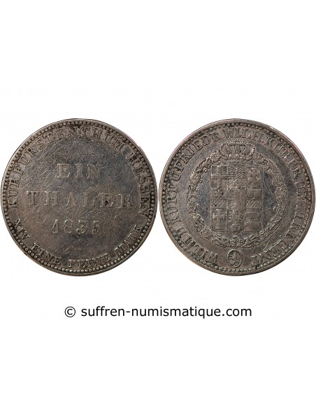 ALLEMAGNE, HESSE, GUILLAUME III - THALER ARGENT - 1835