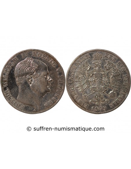 ALLEMAGNE, PRUSSE, FREDERIC GUILLAUME IV - VEREINSTHALER ARGENT - 1859 A BERLIN