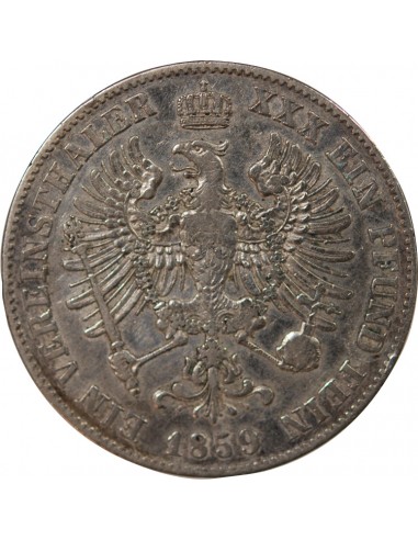 ALLEMAGNE, PRUSSE, FREDERIC GUILLAUME IV - VEREINSTHALER ARGENT - 1859 A BERLIN