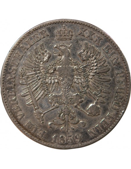ALLEMAGNE, PRUSSE, FREDERIC GUILLAUME IV - VEREINSTHALER ARGENT - 1859 A BERLIN